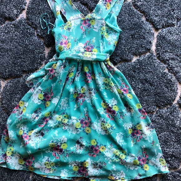 Teal floral dress - Picture 3 of 3